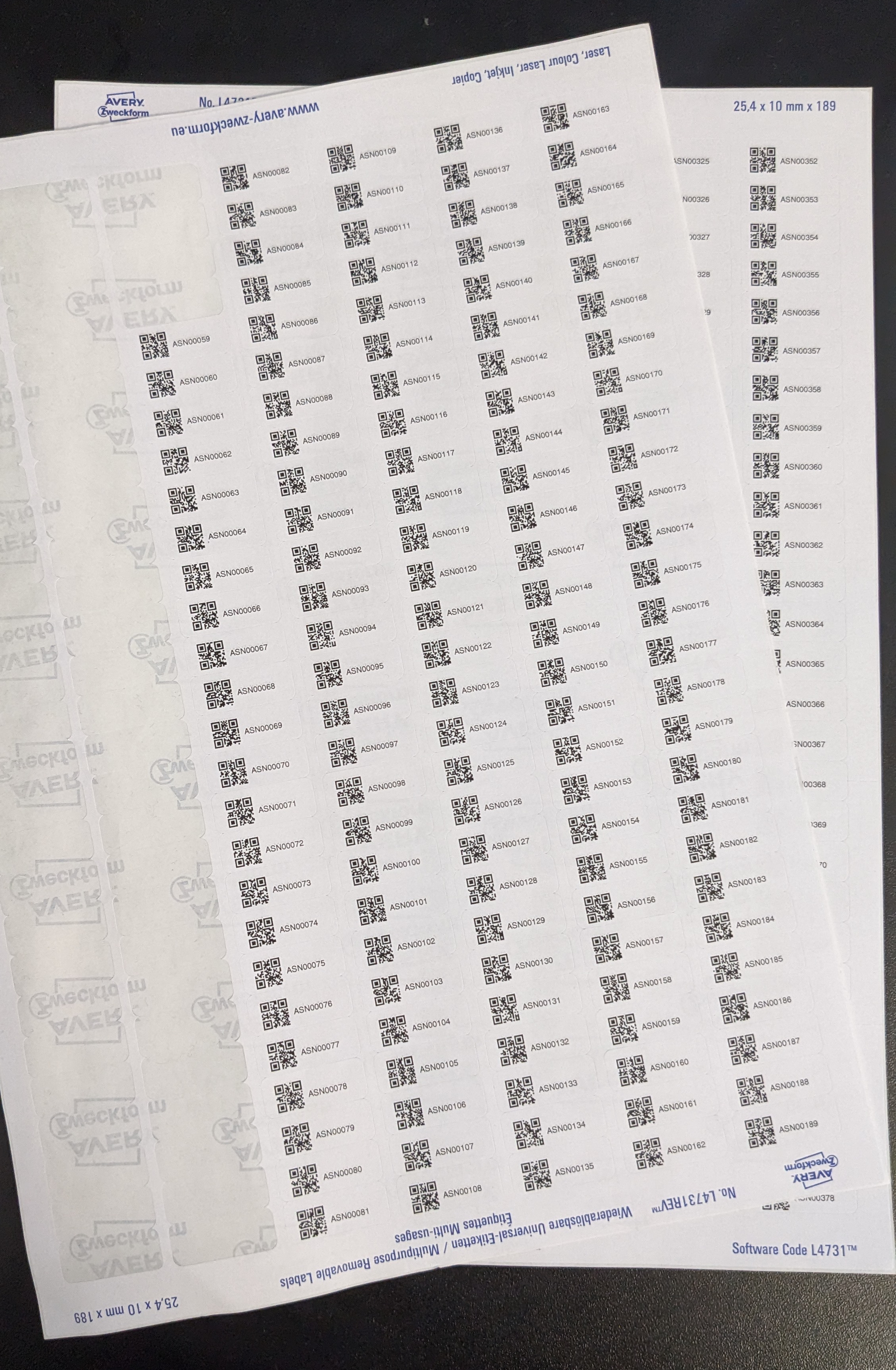 Label Sheets with ASN Barcode
